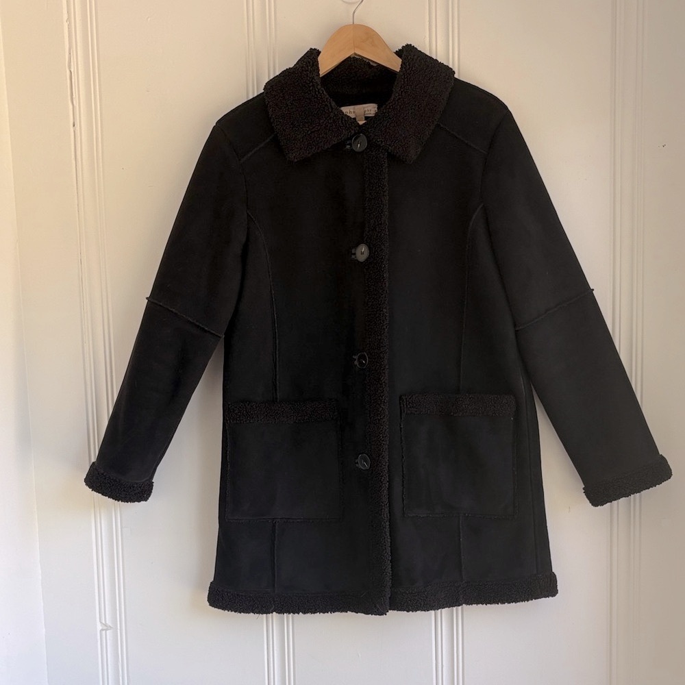 3/$30! Philosophy Suede and Shearling Coat Faux Vegan Leather
